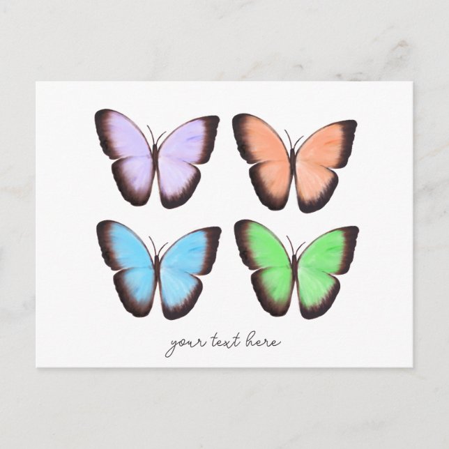 Custom Text Pretty Butterflies Postcard (Front)