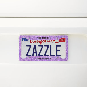 Custom Text Printed Glitter  Auto Car Accessory License Plate Frame
