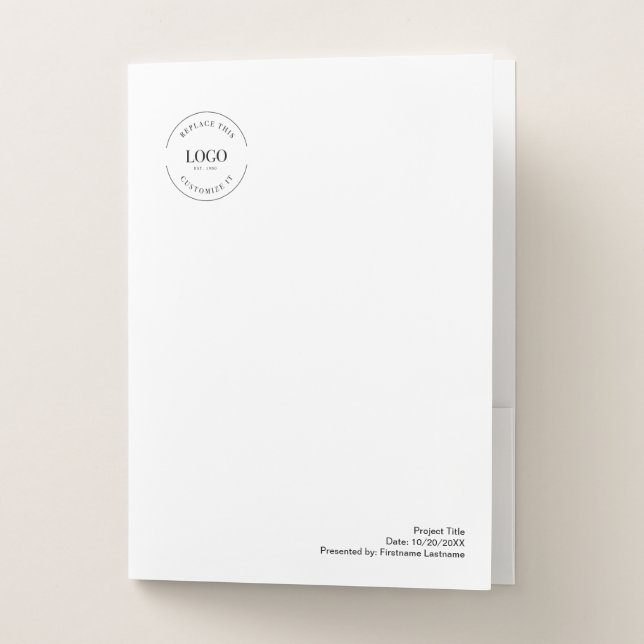 Custom text Project title logo website simple Pocket Folder (Front)