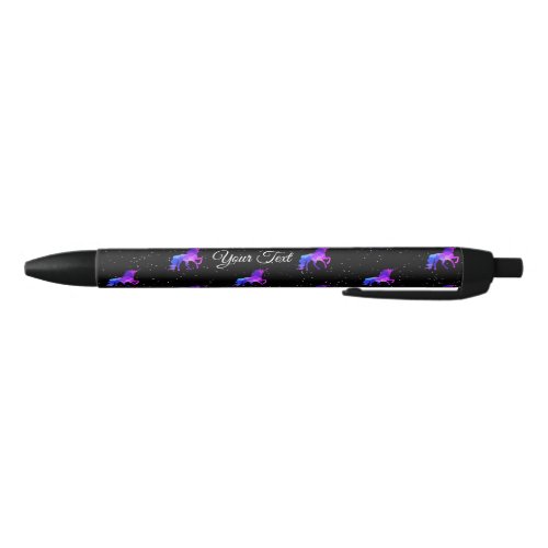 Custom Text Purple Galaxy Unicorn Dark StarsSpace Black Ink Pen