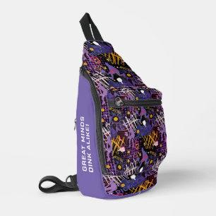 Custom text Purple + yellow Pickleball Sling Bag