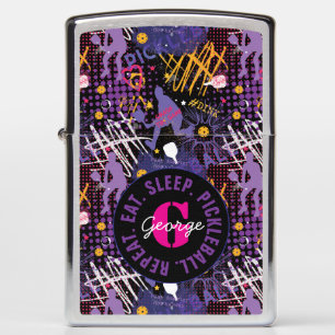 Custom text Purple + yellow Pickleball Zippo Lighter