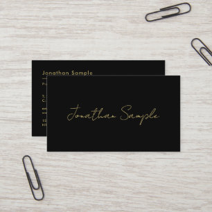 Custom Text QR Code Elegant Minimal Black Gold Business Card