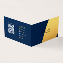 Custom Text & QR Code | Full Contact | Gold & Blue