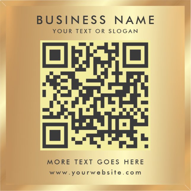 Custom Text QR Code Logo Template Gold Glamorous Sticker (Front)