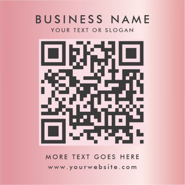 Custom Text QR Code Logo Template Rose Gold Glam Sticker (Front)