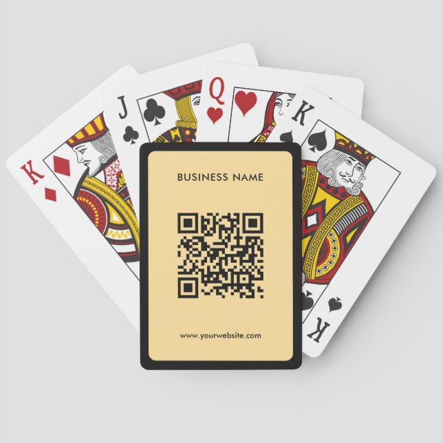 Custom Text QR Code Upload Business Logo Gold Poker Cards (Back)