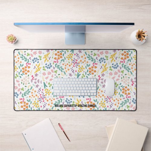 Custom Text Quote Name  Wildflower Meadow Desk Mat
