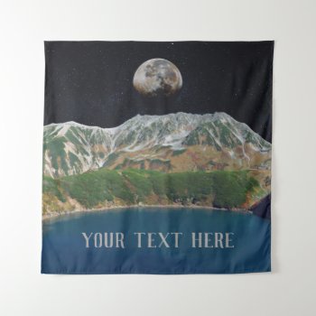 Custom Text Quote Surreal Lake Moon Space Tapestry by TheSillyHippy at Zazzle