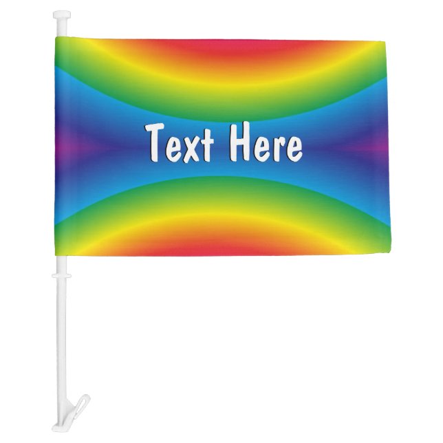 Custom Text Rainbow Car Flag (Front)