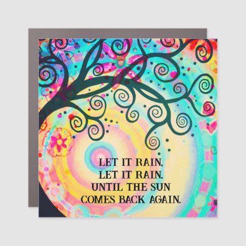 Custom Text Rainbow Colored Tree Car Magnet