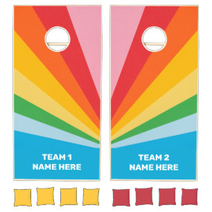 Custom Text Rainbow Colors Cornhole Set