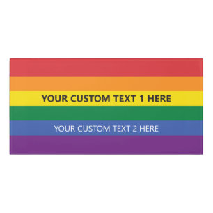 Custom Text Rainbow Flag Door Sign