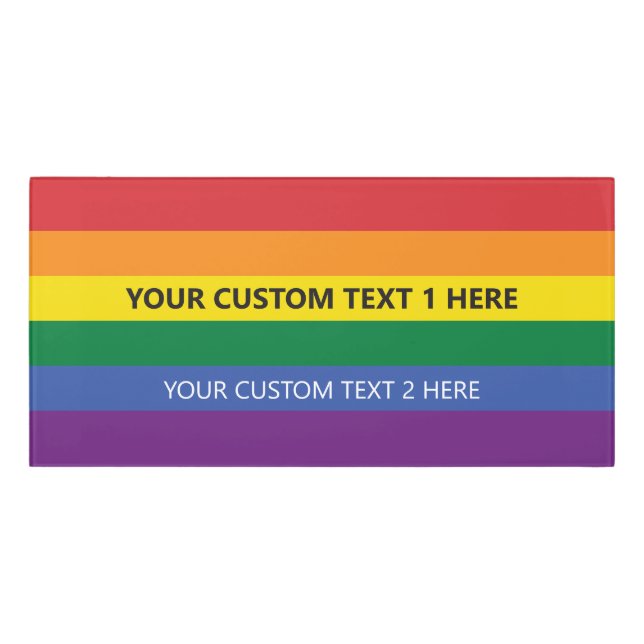 Custom Text Rainbow Flag Door Sign (Classic Front)