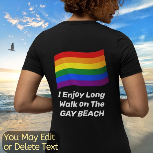 Custom Text Rainbow Flag Flying LGBTQ Gay Pride  T_Shirt