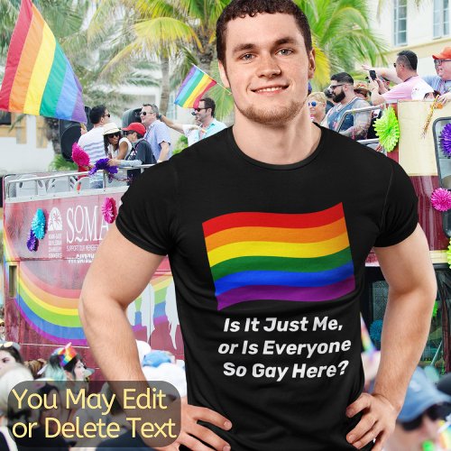 Custom Text Rainbow Flag Gay Pride Flag LGBT Funny T_Shirt