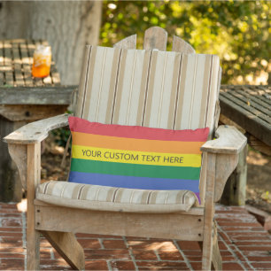 Custom Text Rainbow Flag Lumbar Pillow
