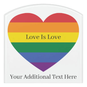 Custom Text Rainbow Heart Door Sign