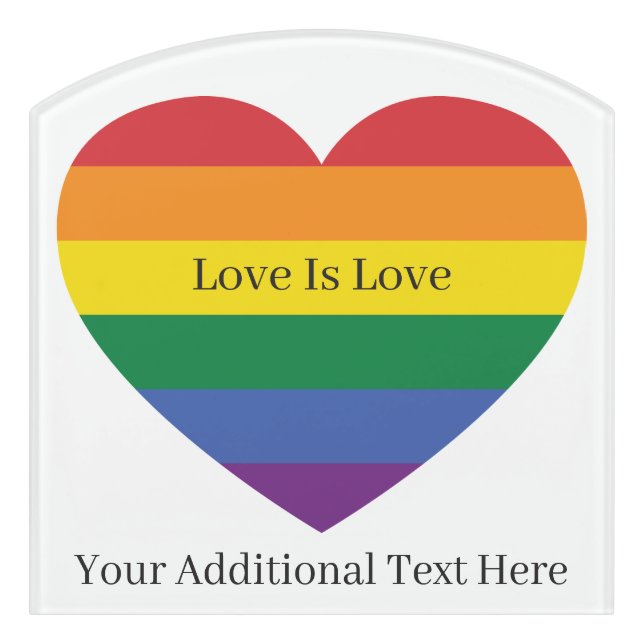 Custom Text Rainbow Heart Door Sign (Contour Front)