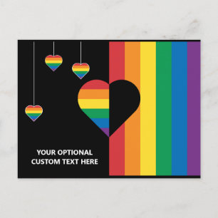 Custom Text Rainbow Hearts & Stripes Postcard