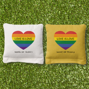 Custom Text Rainbow Love Cornhole Bags