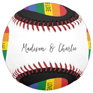 Custom Text Rainbow Love Softball