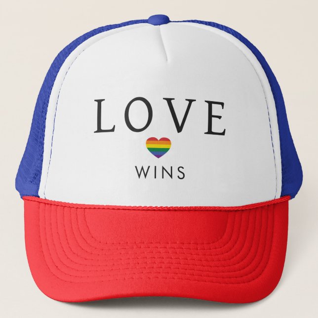 Custom Text Rainbow LOVE Trucker Hat (Front)