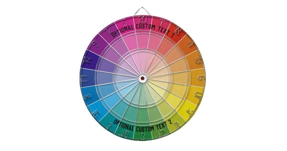 Custom Text Rainbow Monochromatic Color Wheel Dart Board Zazzle