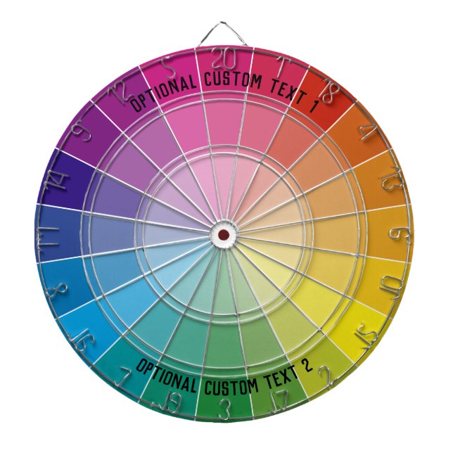 Custom Text Rainbow Monochromatic Color Wheel Dart Board (Front)