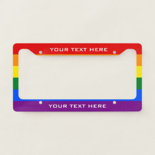 Custom Text Rainbow Pride License Plate Frame