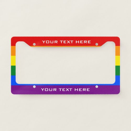 Custom Text Rainbow Pride  License Plate Frame