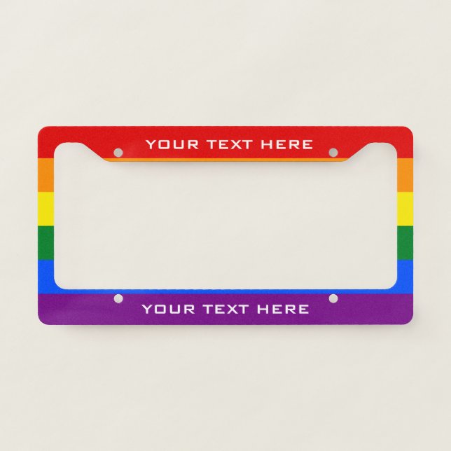 Custom Text Rainbow Pride  License Plate Frame (Front)