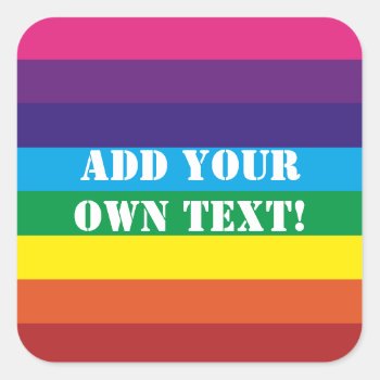 Custom Text Rainbow Stripes Sticker by azlaird at Zazzle