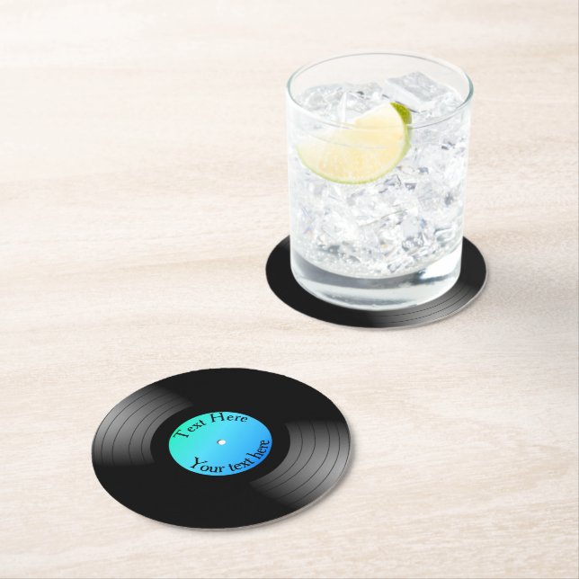 Custom Text Record Round Paper Coaster (Insitu)