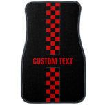Custom Text Red Checkered Racing Stripe Car Mats at Zazzle