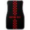 Custom Text Red Checkered Racing Stripe Car Mats