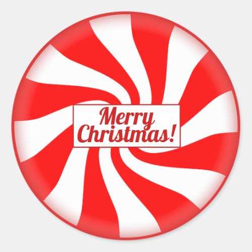 Custom Text Red Holiday Peppermint Merry Christmas Classic Round Sticker