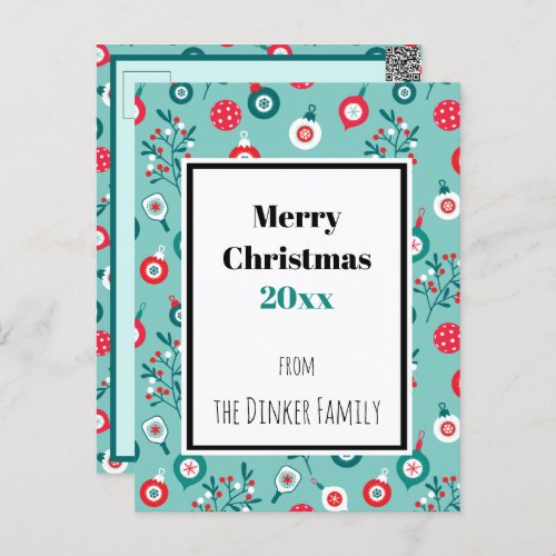Custom text Red Pickleballs minty Christmas  Postcard