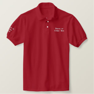 Custom Text Red Polo Embroidered - Create Your Own