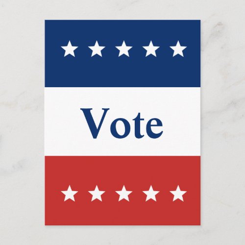 Custom Text Red White and Blue Vote Postcard