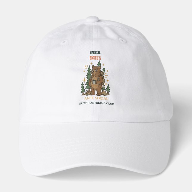 Custom Text Retro Camp Bear Hat (Front)