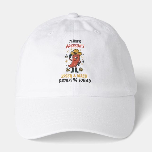 Custom Text Retro Chili Drinking Hat (Front)