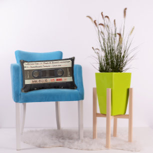 Custom Text / Retro Love Music Cassette Mixtape Lumbar Pillow