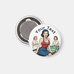 Custom Text Retro Mahjong Vintage Game Night gift Magnet