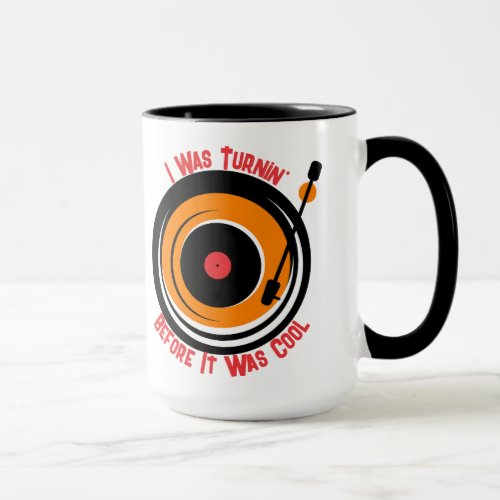 Custom text retro music turntable vinyl LP record Mug