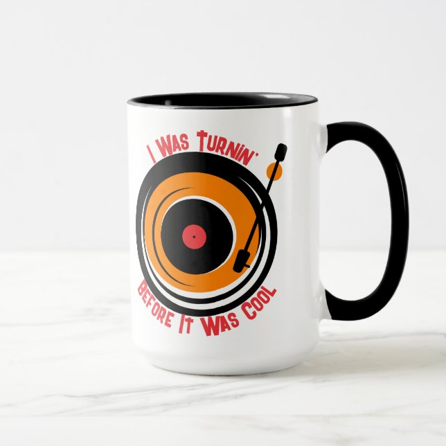 Custom text retro music turntable vinyl LP record Mug (Right)