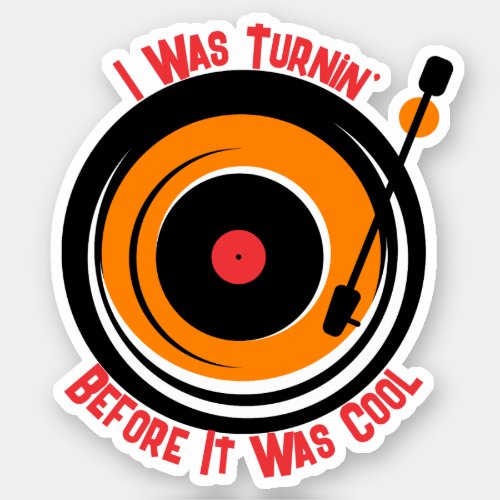 Custom text retro music turntable vinyl LP record Sticker