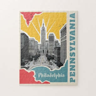 Custom Text Retro Philadelphia Jigsaw Puzzle