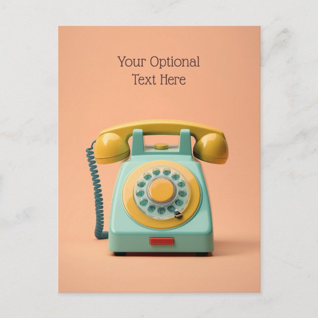 Custom Text Retro Telephone Postcard (Front)