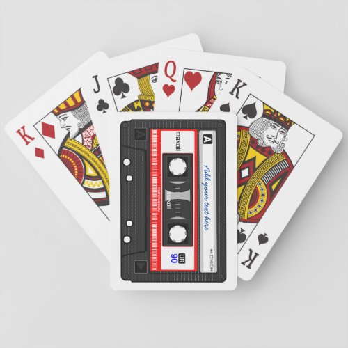 Custom text retro vintage music cassette tape playing cards